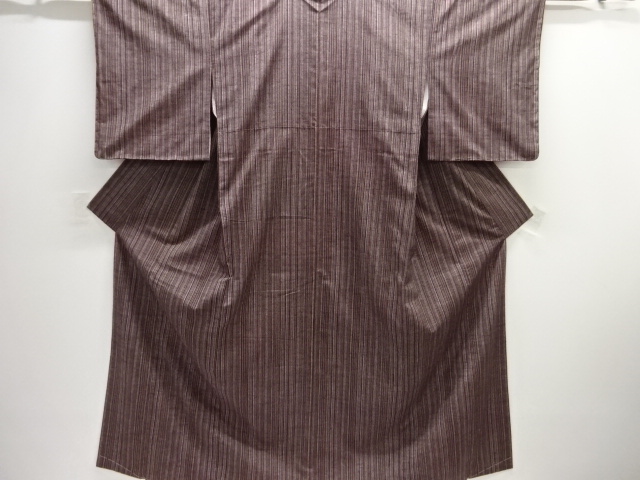 未使用品　仕立て上がり　縞織出し手織り紬着物